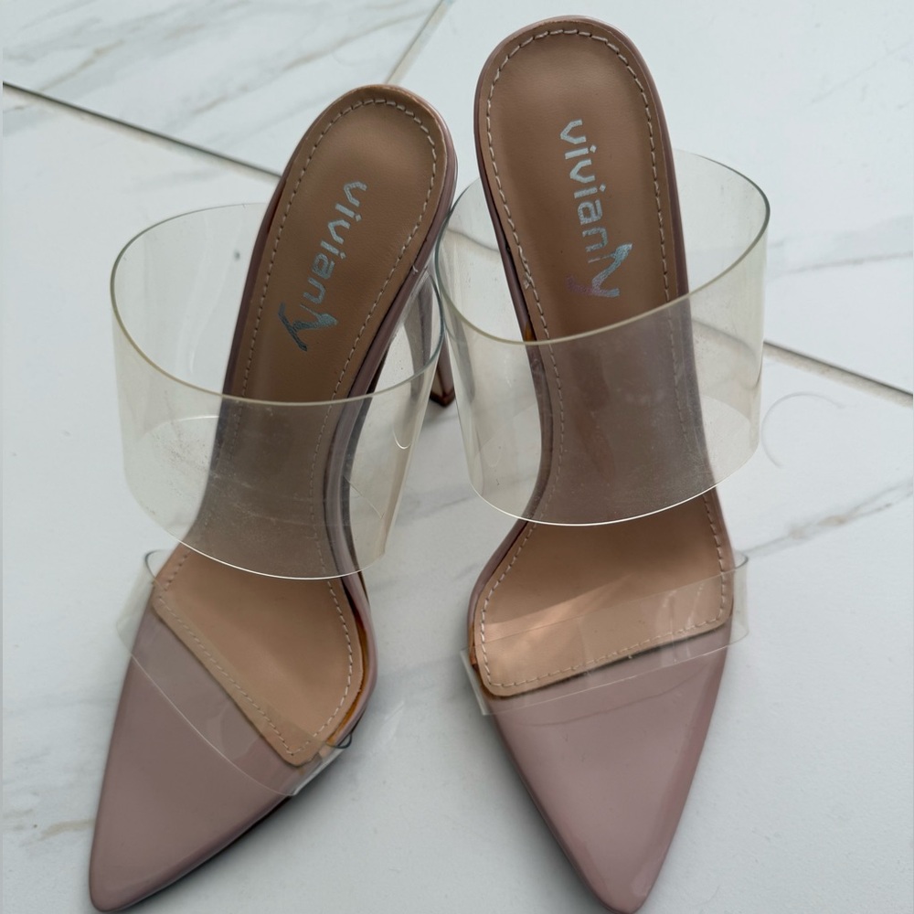 Viviana Clear Strap Heels - Blush